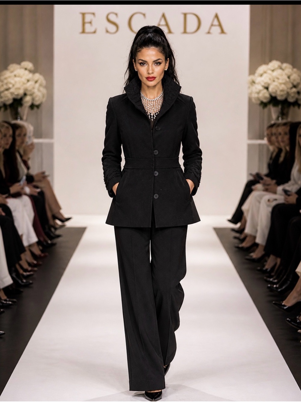 Escada Black Jacket / Blazer with sleeve and collar accents NWOT